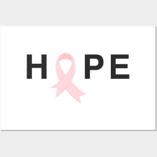 Hope Pink Ribbon Breast Cancer Awareness Posters and Art